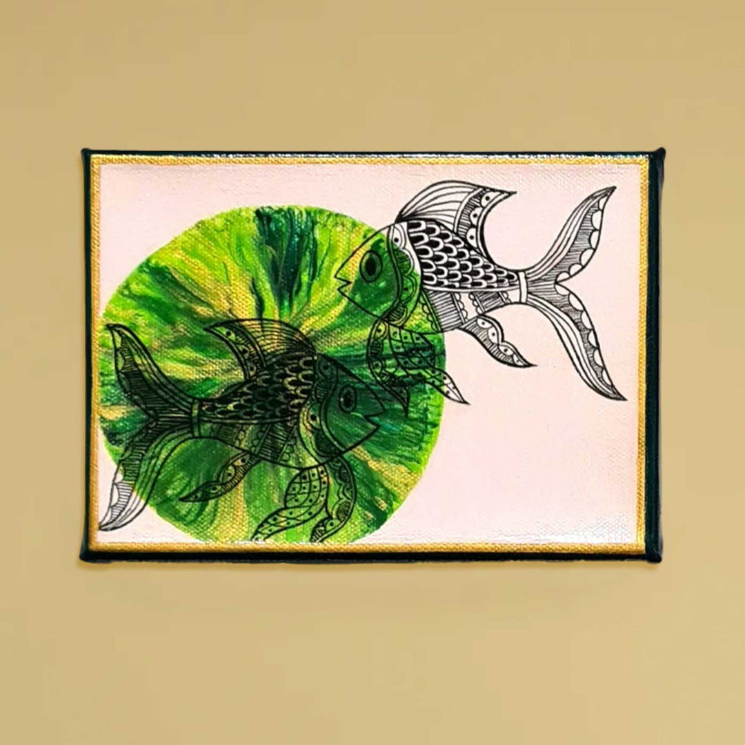 7 x 5 Inch | Rythms of Nature | Original Hand Painted Madhubani Painting On Canvas