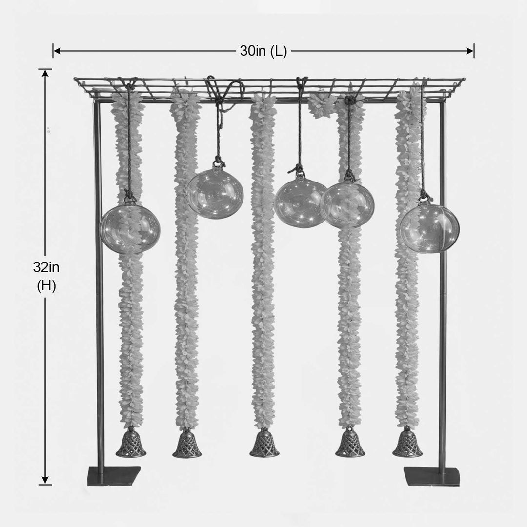 Foldable Gold Powder Coated Metal Mandap Backdrop Stand With Decorative Jaali Top
