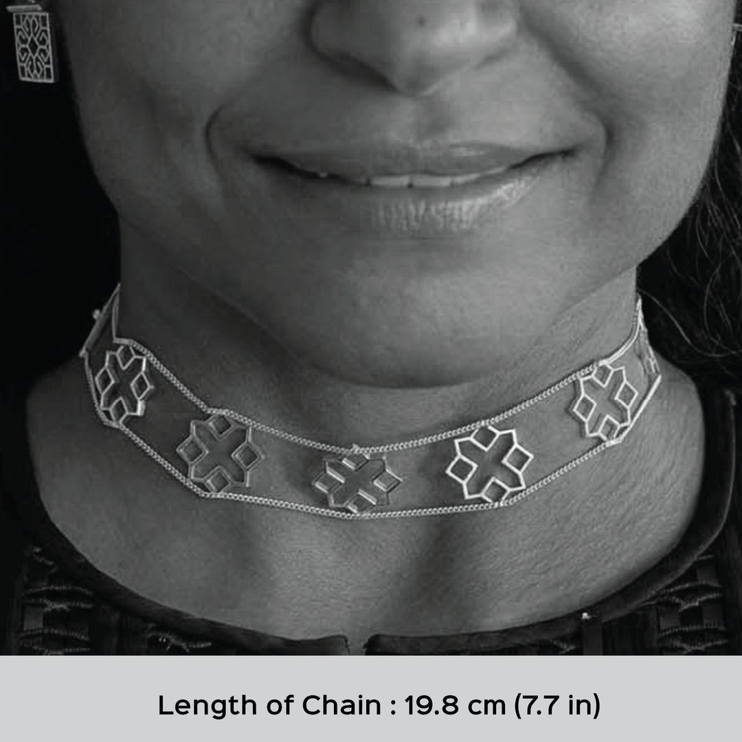 Handmade Sutra Silver Choker Necklace