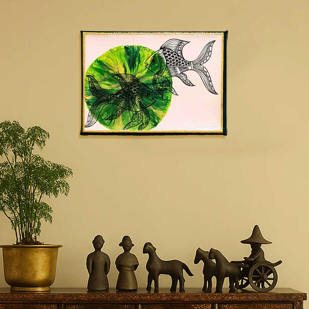 7 x 5 Inch | Rythms of Nature | Original Hand Painted Madhubani Painting On Canvas