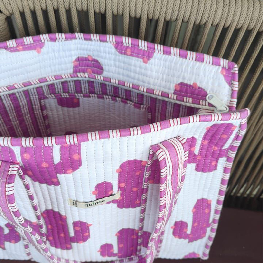 Handmade Pink Cactus Cotton Tote Bag