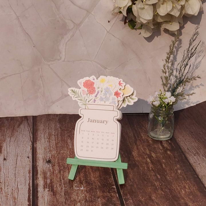 Mini Printed Jar Calendar with Easel 2025