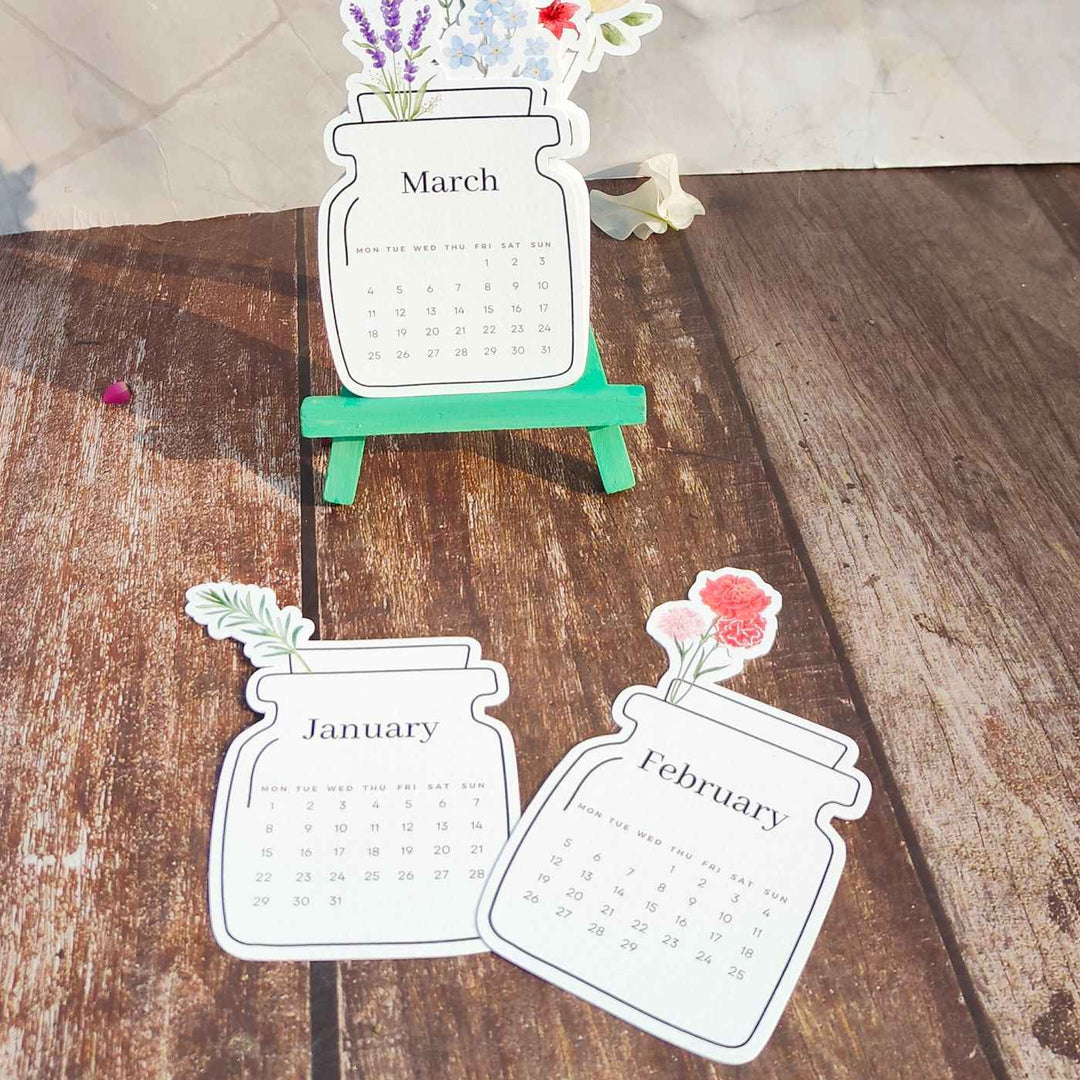 Mini Printed Jar Calendar with Easel 2025