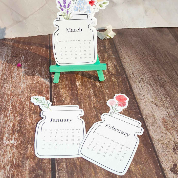 Mini Printed Jar Calendar with Easel 2025