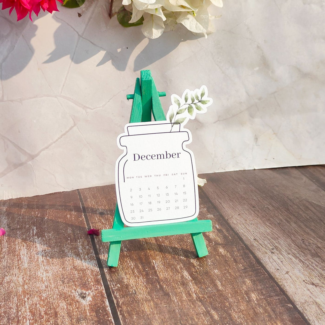 Mini Printed Jar Calendar with Easel 2025