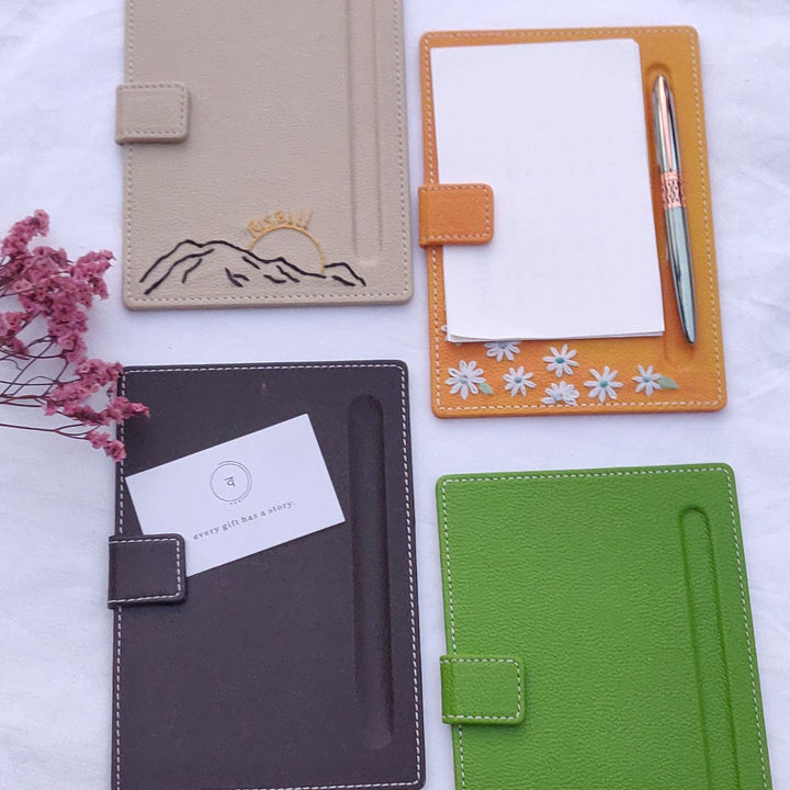 Embroidered Magnetic Paper Holder with Pen Slot