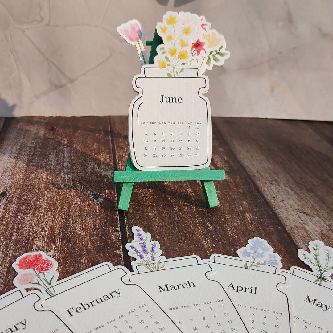 Mini Printed Jar Calendar with Easel 2025