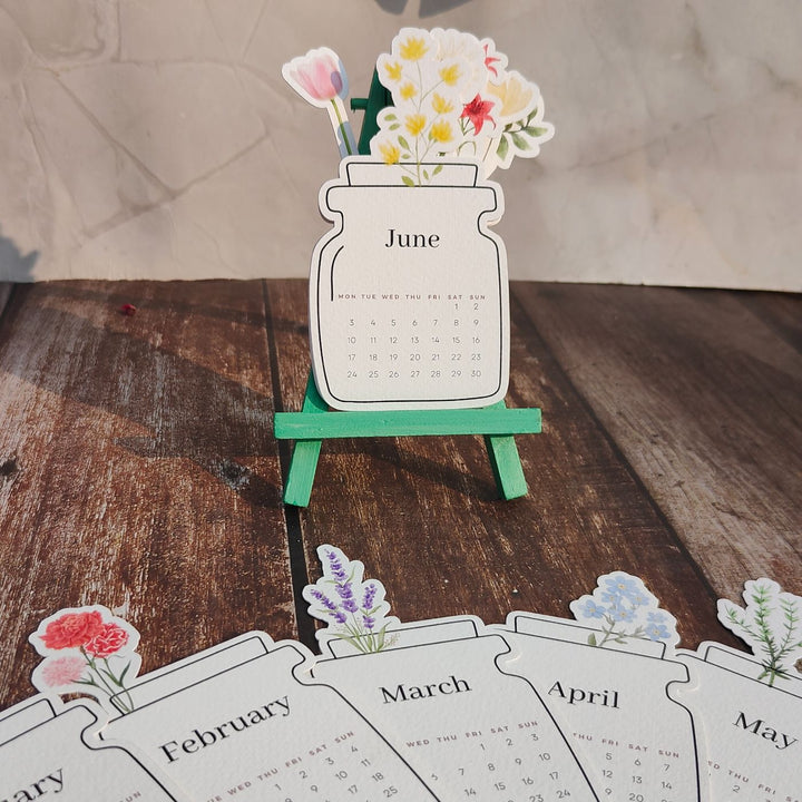 Mini Printed Jar Calendar with Easel 2025