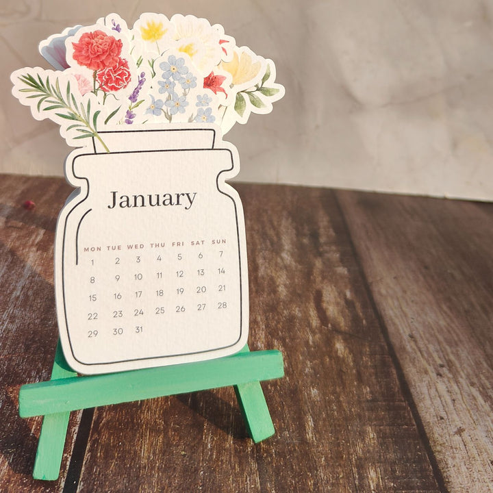 Mini Printed Jar Calendar with Easel 2025