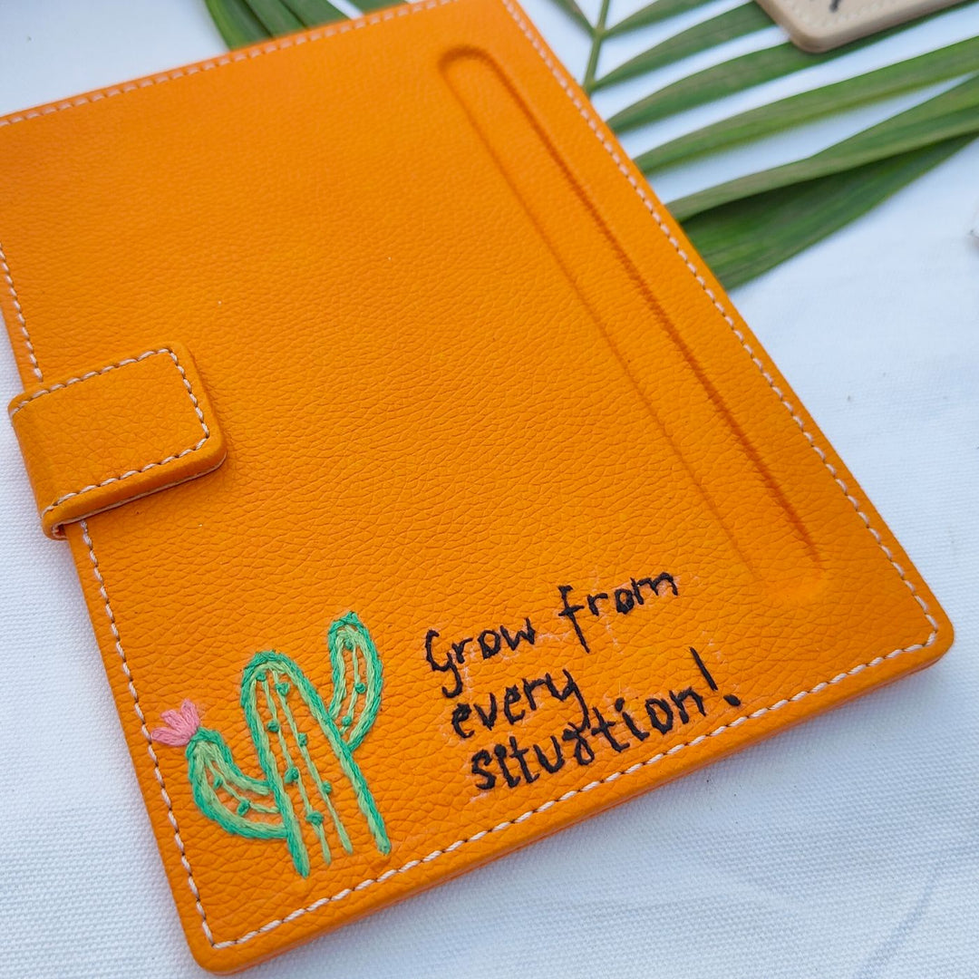 Embroidered Magnetic Paper Holder with Pen Slot