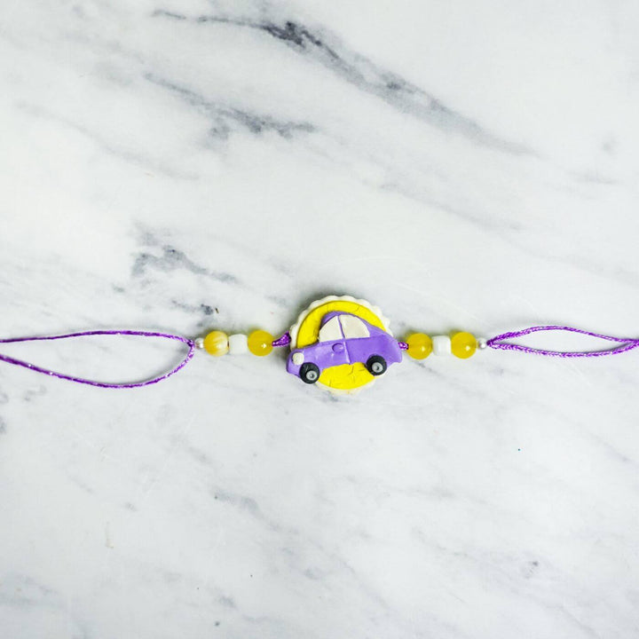 Handmade Porcelain Clay Themed Rakhi 6 - Close-up Front View of Car Rakhi