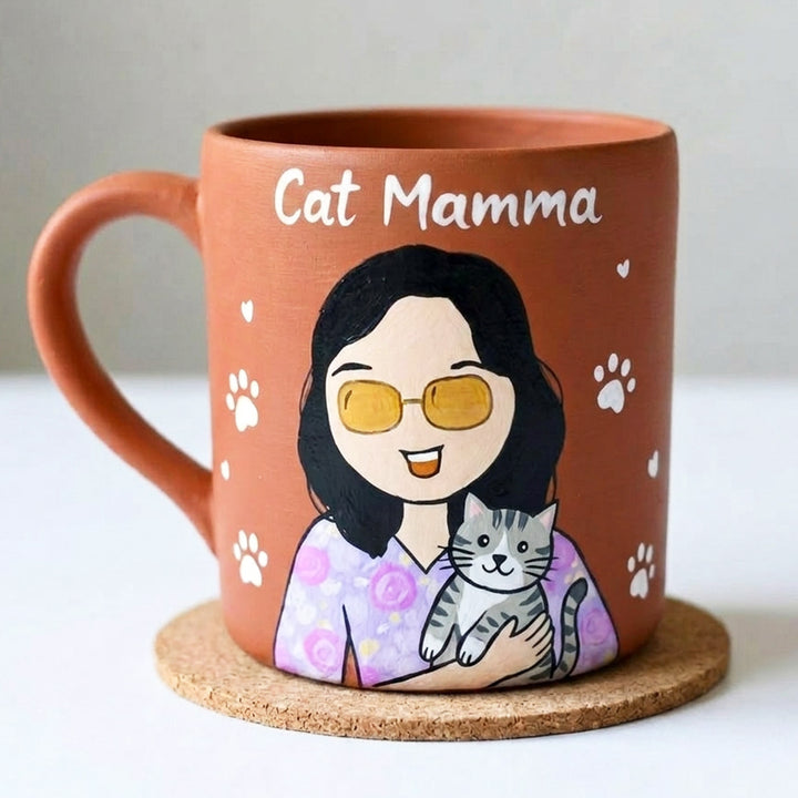 Photo Personalized Hand-Painted Pretty Girl Terracotta Mug