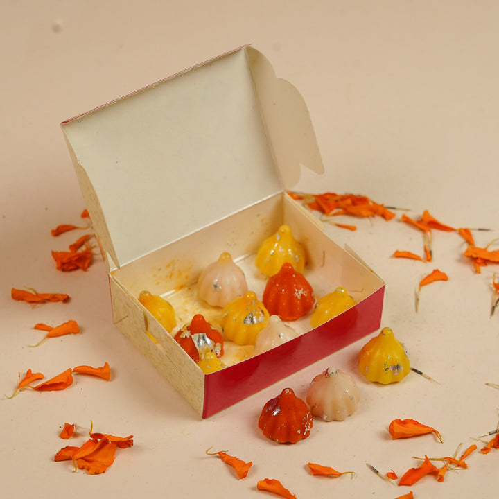 Handmade Multicolor Modak Soy Wax Scented Mithai Candles | Set Of 12
