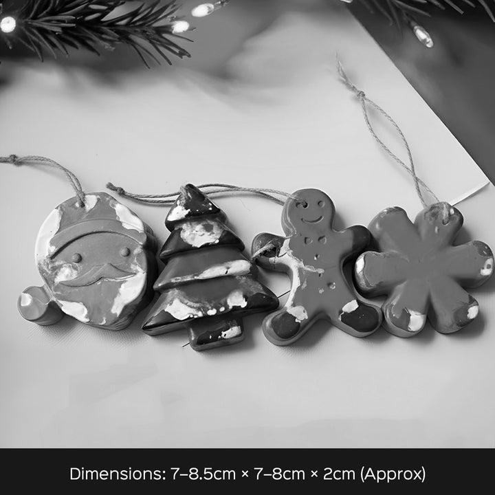 Handmade Christmas Theme Wax Crayon Ornaments | Set Of 4