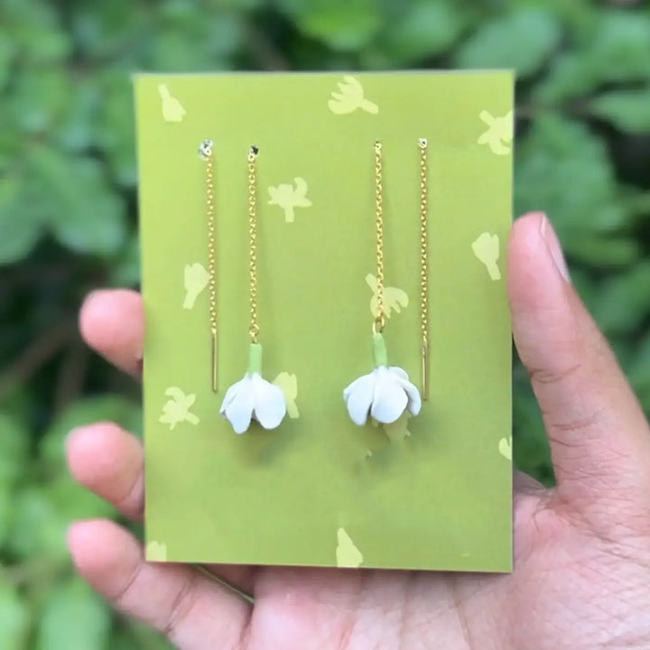 Handmade Polymer Clay Mogra Flower Earrings
