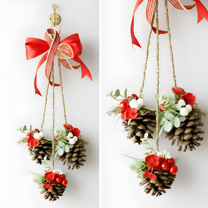 Handmade Pinecone Trio Hanging For Christmas Decoration