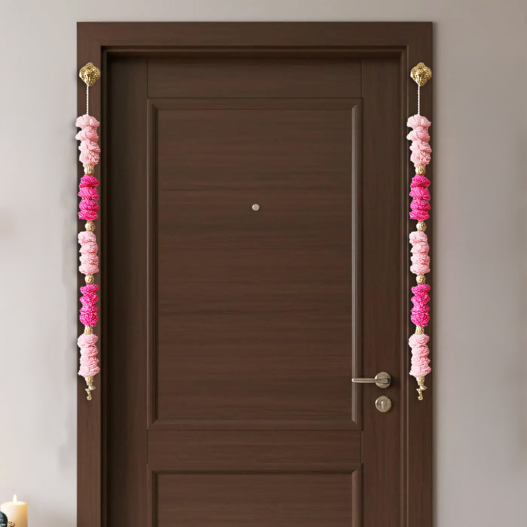 Handmade Blush Harmony Pink Shola Flower Hanging | Set Of 2