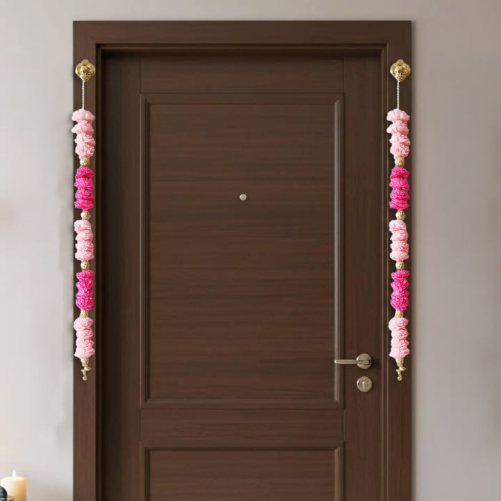 Handmade Blush Harmony Pink Shola Flower Hanging | Set Of 2