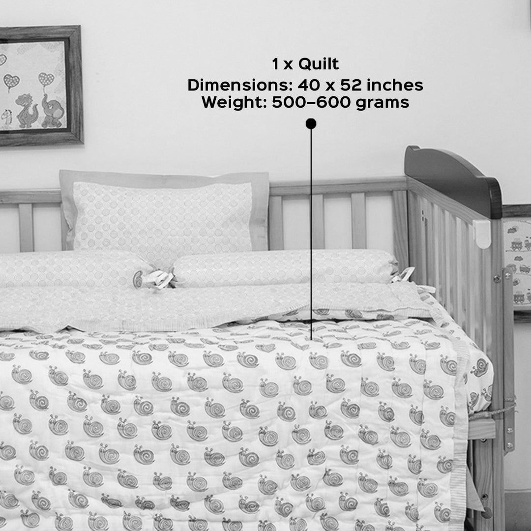 Colorful Snail Hand Block Printed Baby Quilt