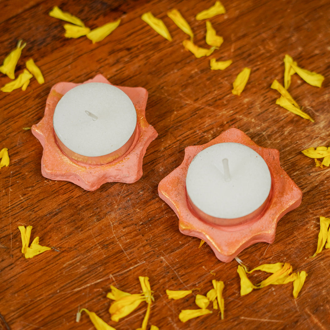 Eco-Friendly Hand-painted Decoraive Tealight Holder | Set Of 2