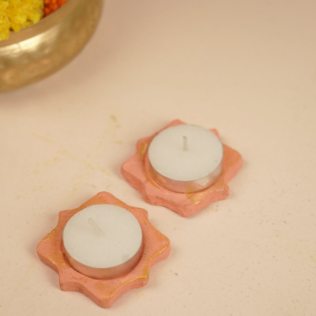 Eco-Friendly Hand-painted Decoraive Tealight Holder | Set Of 2