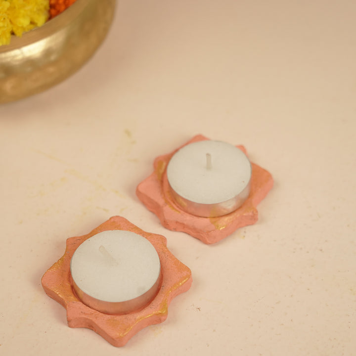 Eco-Friendly Hand-painted Decoraive Tealight Holder | Set Of 2