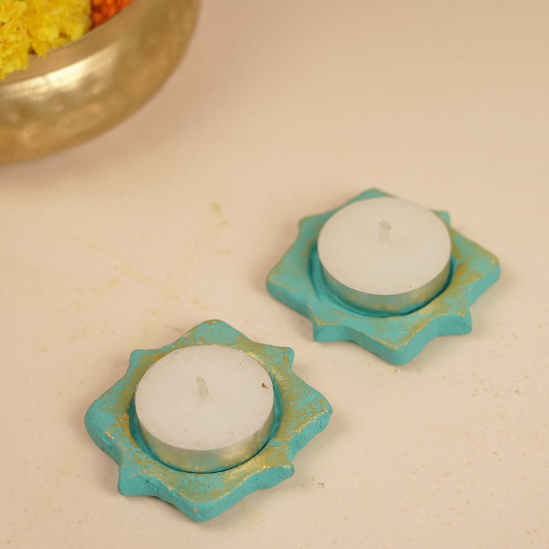 Eco-Friendly Hand-painted Decoraive Tealight Holder | Set Of 2