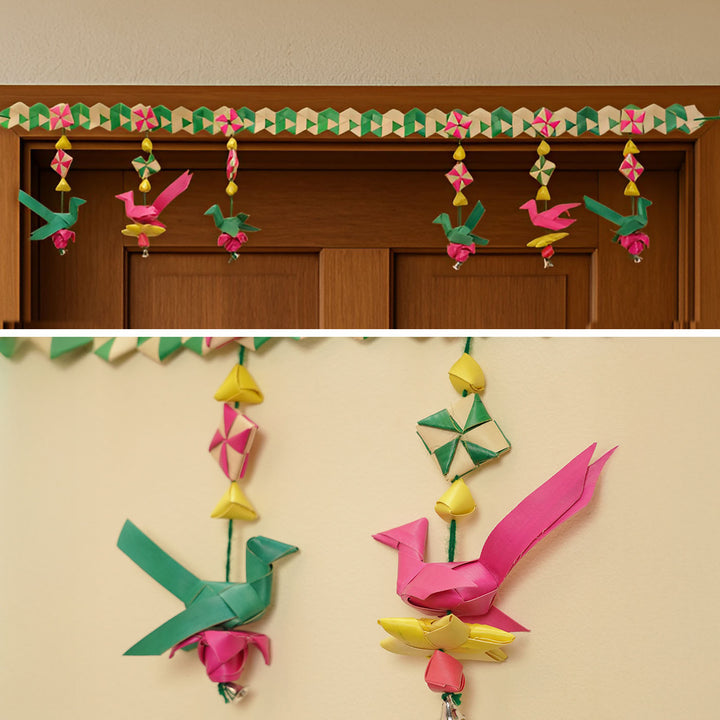 47 Inch | Handmade Diwali Decor Palm Leaf Parrot Toran