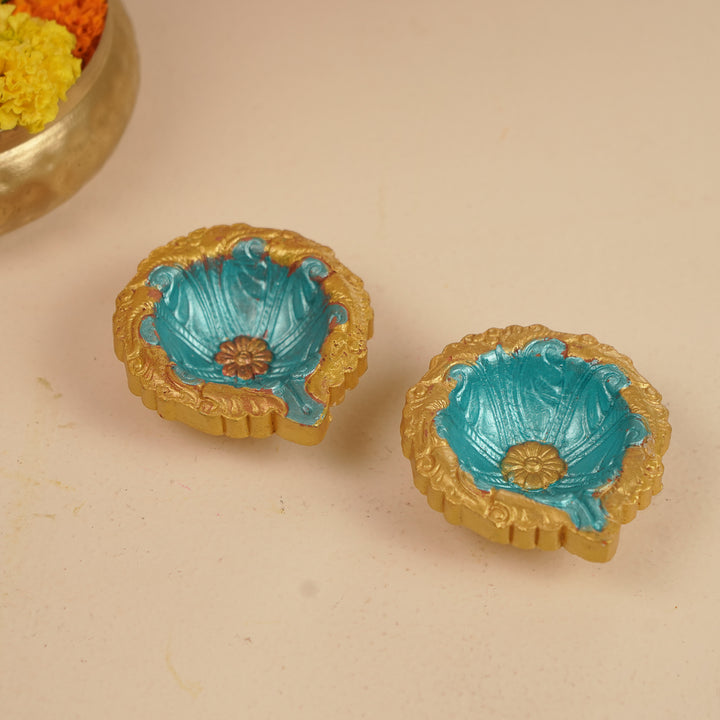 Hand-painted Decorative Terracotta Oil Lamp / Diya | Set Of 4