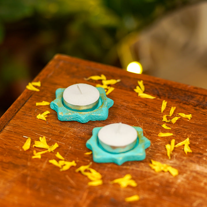 Eco-Friendly Hand-painted Decoraive Tealight Holder | Set Of 2