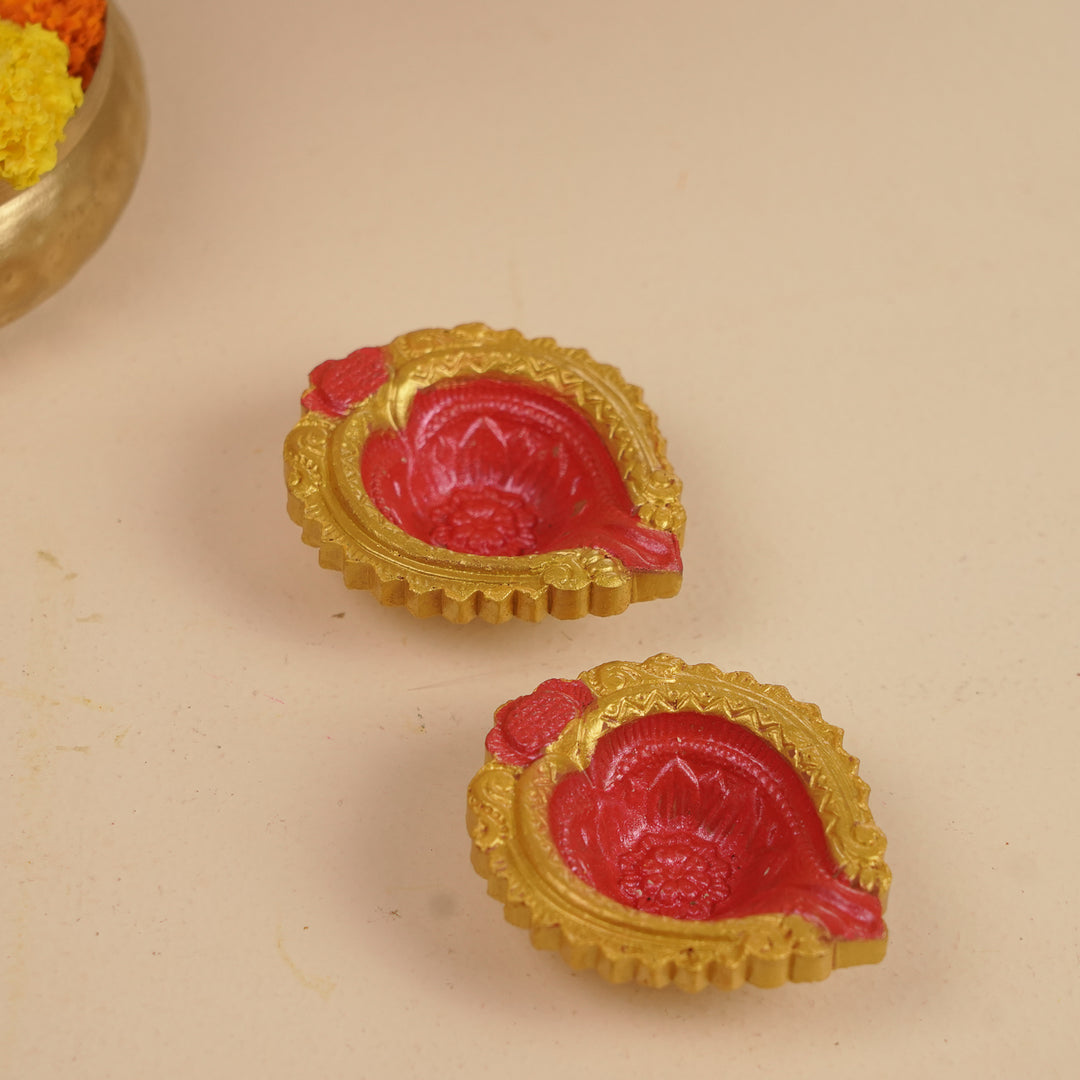 Hand-painted Decorative Terracotta Oil Lamp / Diya | Set Of 4