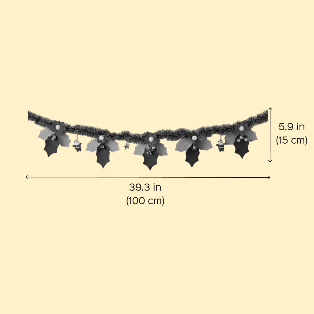 Handmade Holly Leaves Garland/ Bunting For Christmas Wall Decoration