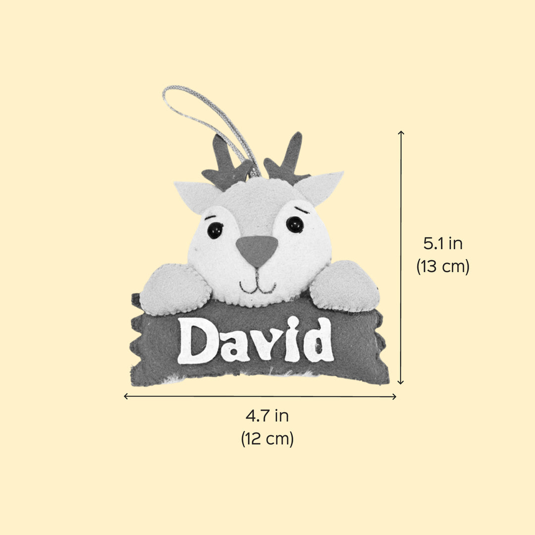 Personalized Reindeer Felt Ornament For Christmas Tree Decoration