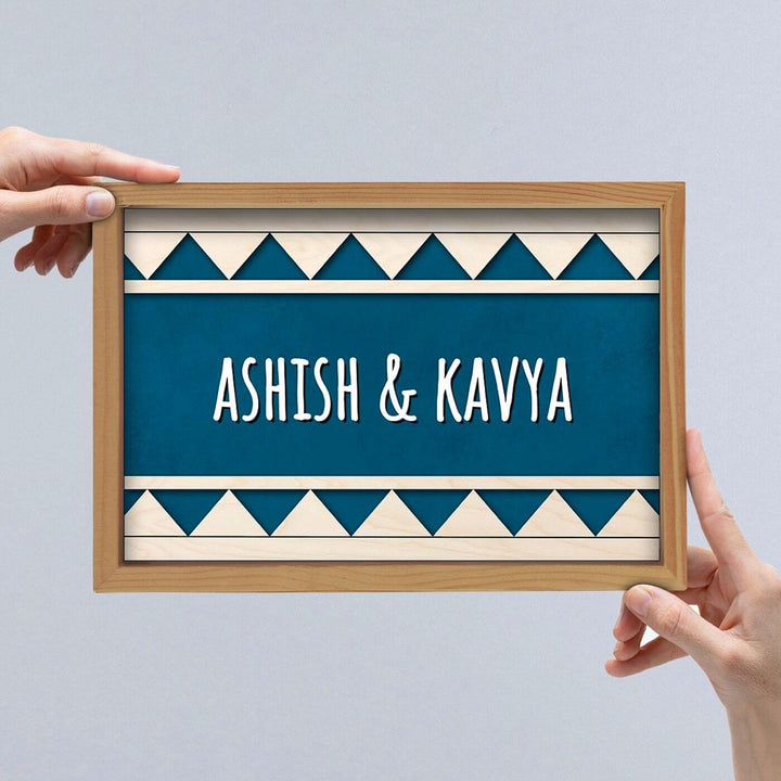 Wooden Personalized Framed Nameplate For Couples