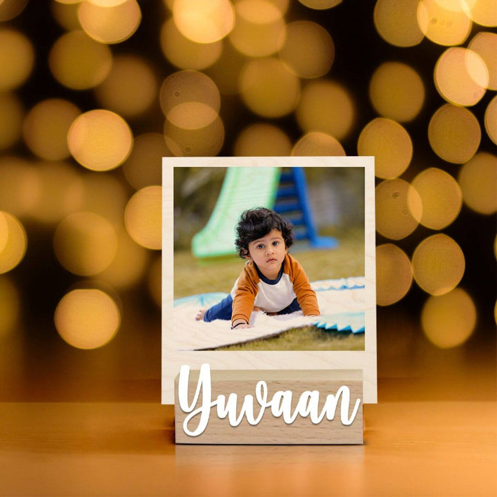 Wooden Personalized Polaroid Photo Stand For Kids