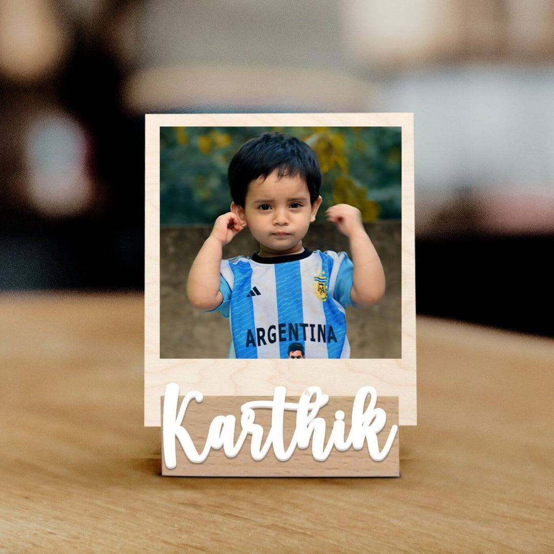 Wooden Personalized Polaroid Photo Stand For Kids