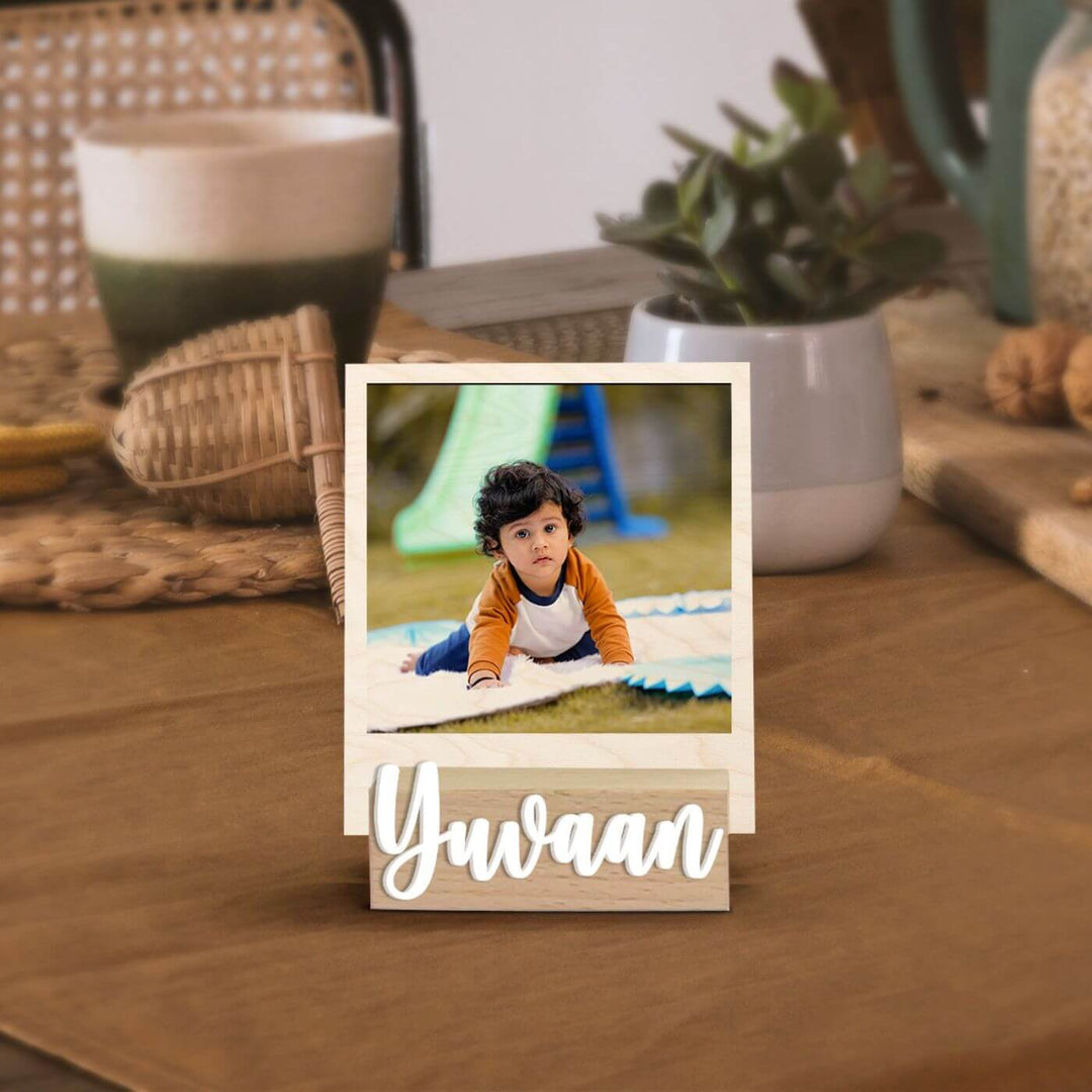 Wooden Personalized Polaroid Photo Stand For Kids