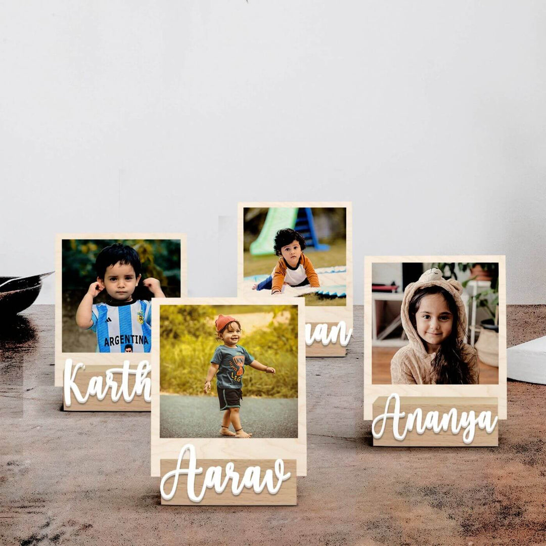 Wooden Personalized Polaroid Photo Stand For Kids