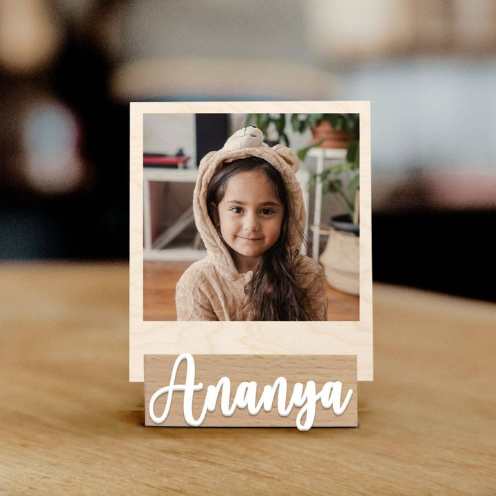 Wooden Personalized Polaroid Photo Stand For Kids