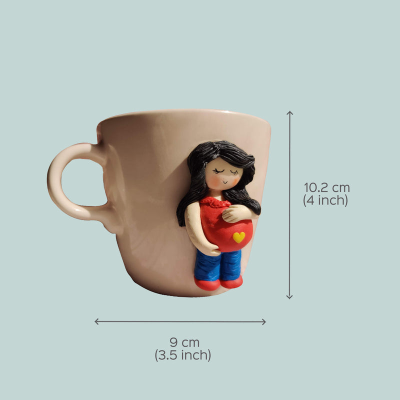 Handcrafted Mom-To-Be Mug With Clay Caricature