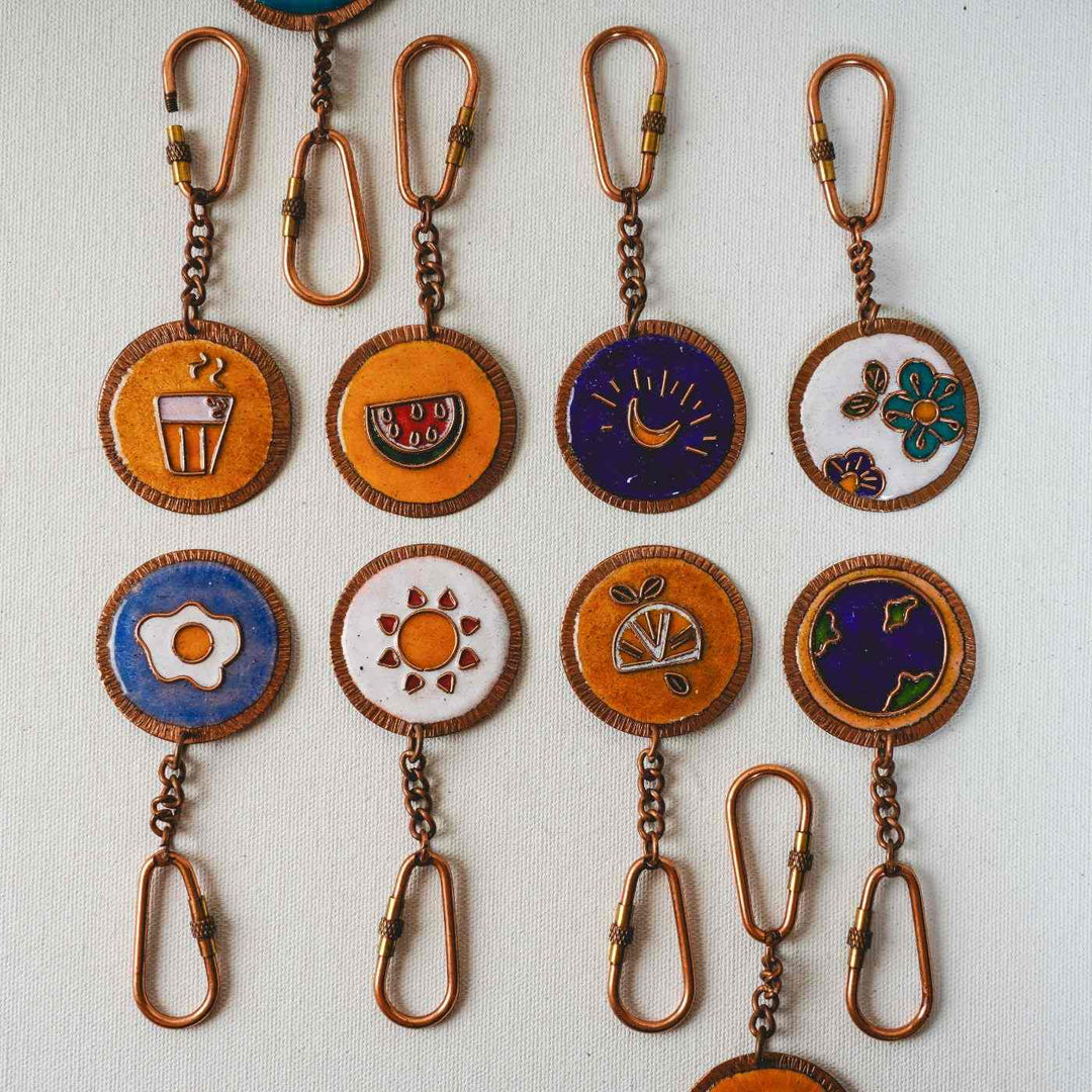 Handmade Copper Enamelled Sooraj Keychain