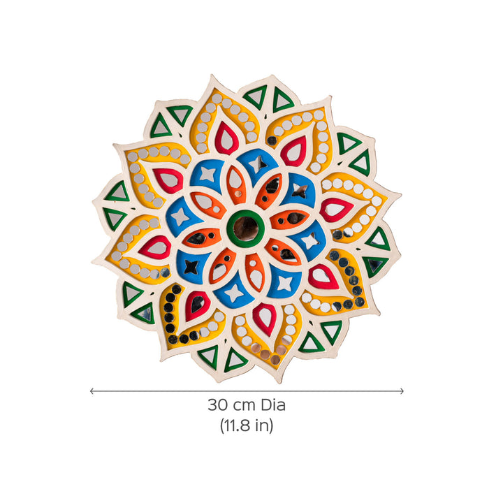Colorful Floral Handmade MDF & Mirror Rangoli