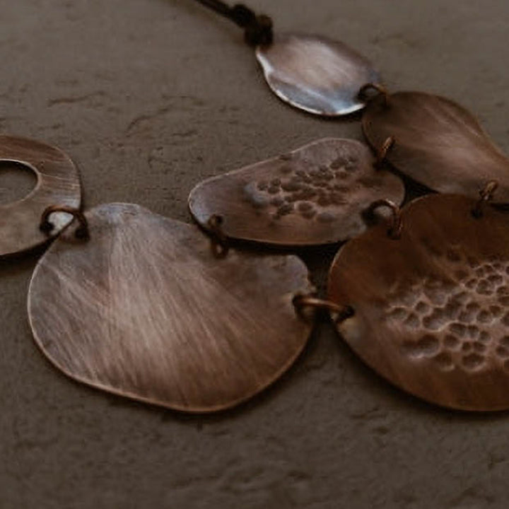 Handmade Copper Bib Long Necklace