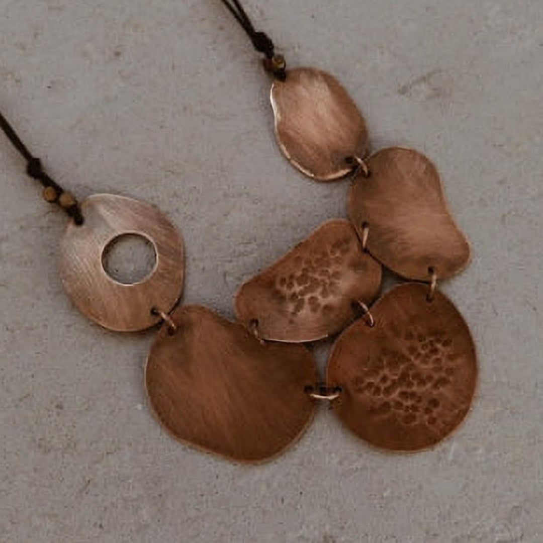 Handmade Copper Bib Long Necklace