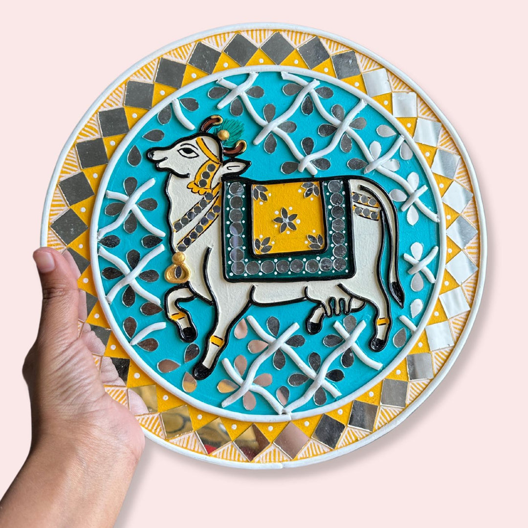 Cow Lippan Art Wall Plate