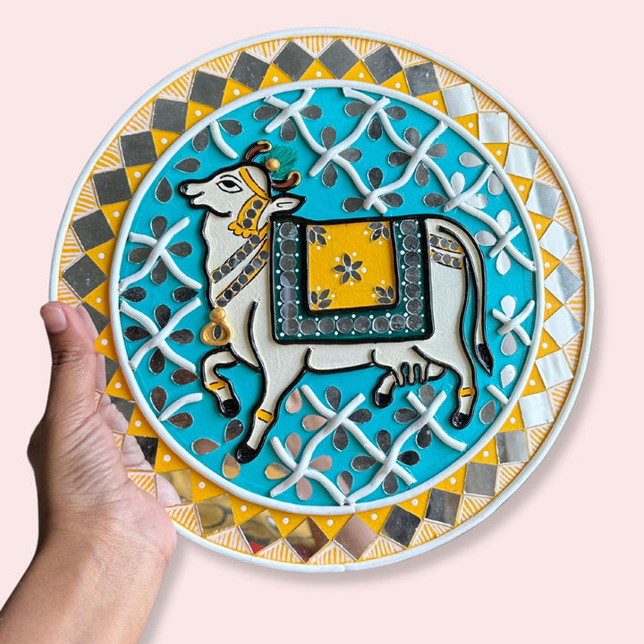 Cow Lippan Art Wall Plate