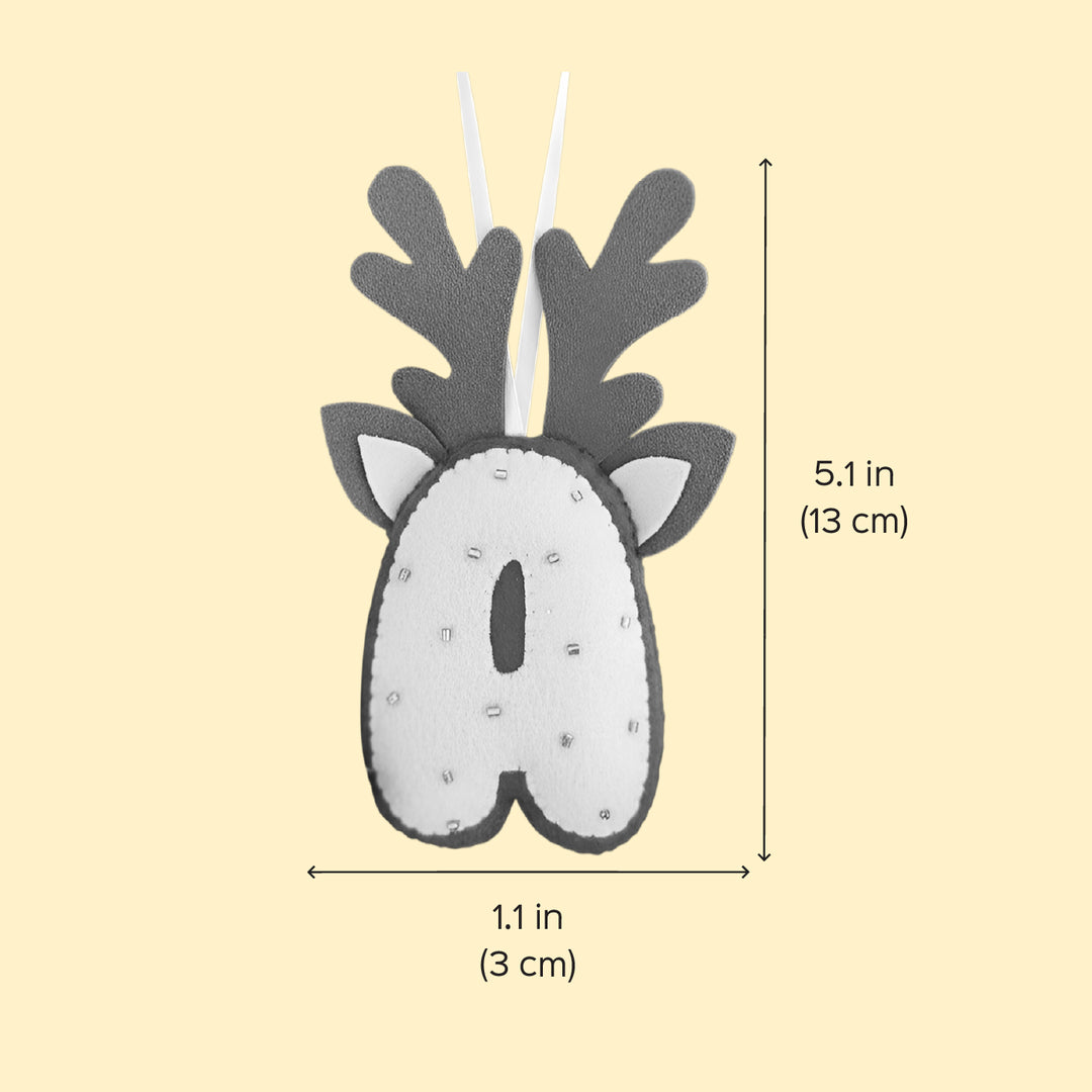 Personalized Felt Reindeer Theme Initial Ornament For Christmas Tree Decoration