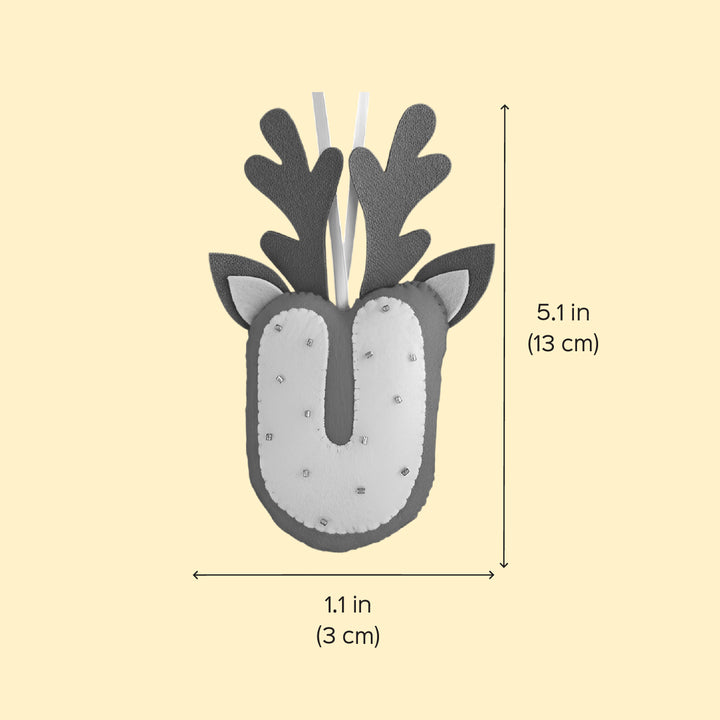 Personalized Felt Reindeer Theme Initial Ornament For Christmas Tree Decoration