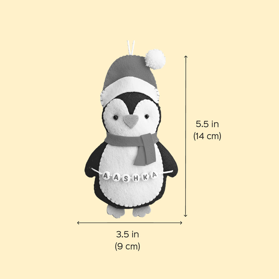 Personalized Felt Penguin Ornament For Christmas Tree Decoration