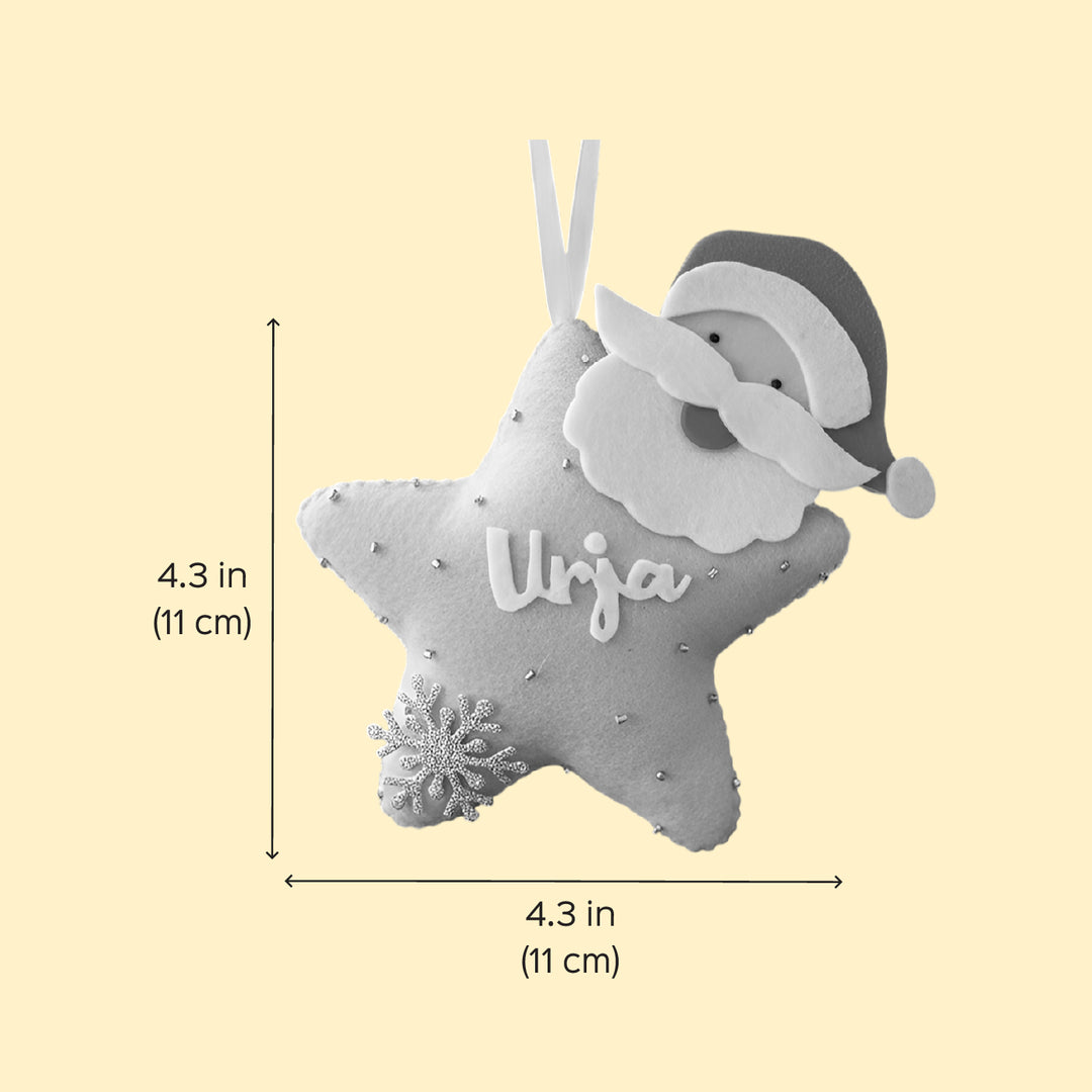 Personalized Star & Santa Felt Ornament For Christmas Tree Decoration